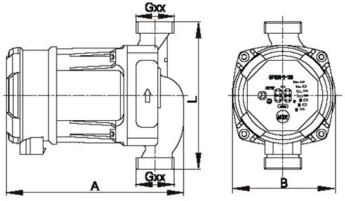 Насос циркуляционный AQUAVIVA LX GPS25-5-130 1″ Ду25 Ру10 с частотным регулированием, производительность - 2.8 м³/ч, напор - 5 м, мощность - 0.032 кВт, 220 В, материал корпуса - чугун