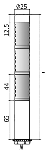 Колонна светосигнальная Autonics PLDSF-301-RYG диаметр - 25мм, основание корпуса - 65мм, постоянное/мигающее свечение, цвет - красный/желтый/зеленый, 12В, IP52