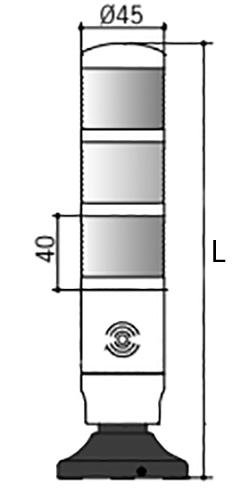 Колонна светосигнальная Autonics PMEGZ-101-Y диаметр - 45мм, основание корпуса - 72.5мм, постоянное/мигающее свечение, с зуммером, цвет - желтый, 12В, IP52