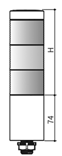 Колонна светосигнальная Autonics PTE-SC-302-RYG диаметр - 56мм, основание корпуса - 74мм, постоянное свечение, цвет - красный/желтый/зеленый, 24В, IP65