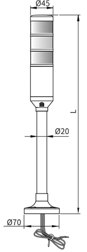 Колонна светосигнальная Autonics PL4P-3FF-RYG диаметр - 45мм, основание корпуса - 89мм, постоянное свечение, цвет - красный/желтый/зеленый, 220В, IP63