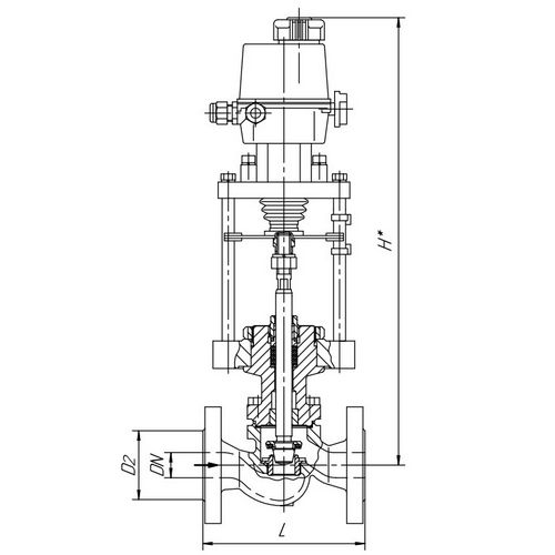 Клапаны запорные Авангард КЗ 15нж965п Ду15-300 Ру16-40 двухходовые, фланцевые, корпус - нержавеющая сталь, электропривод - ПЭП-САЗ-2