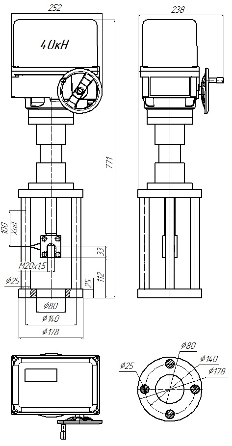 Электропривод Авангард ПЭП-САЗ-2-40000-100/60-У2-230AC-IP67-0/16