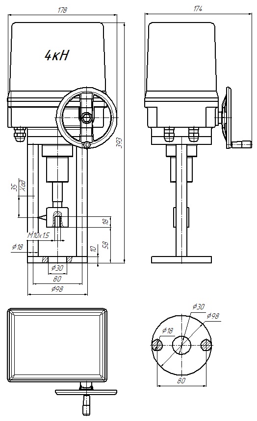 Электропривод Авангард ПЭП-САЗ-2-4000-35/35-У2-230AC-IP67-0/13