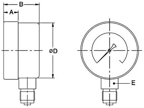 Манометр осевой BD ДМ 1 Т2 063 Р (0-6) бар, кл.1.5, G1/4 общетехнический, 63мм, тип - ДМ 1, осевое присоединение, шкала (0-6 бар), резьба G1/4, класс точности 1.5