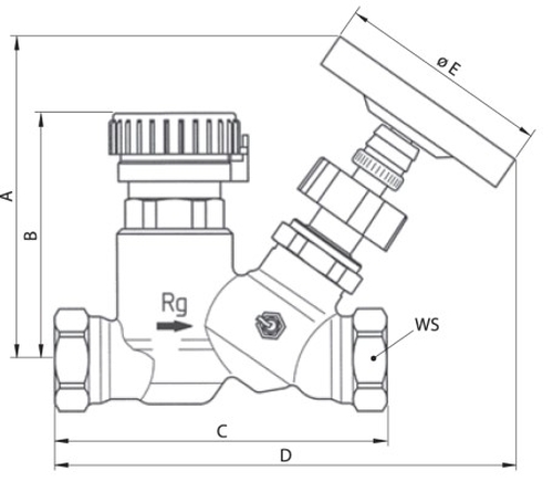 Клапан балансировочный BROEN Thermo 1″ Ду25 Ру10 50°С-60°С резьбовой бронзовый термостатический