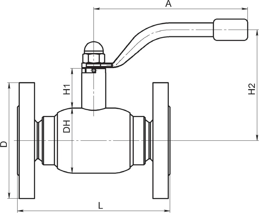 Краны шаровые Broen Ballomax-КШТ60.113.А.40 Ду15-40 Ру40 полнопроходные с плавающим шаром, с ISO фланцем, корпус - сталь, уплотнение - EPDM, фланцевые, ручка-рычаг