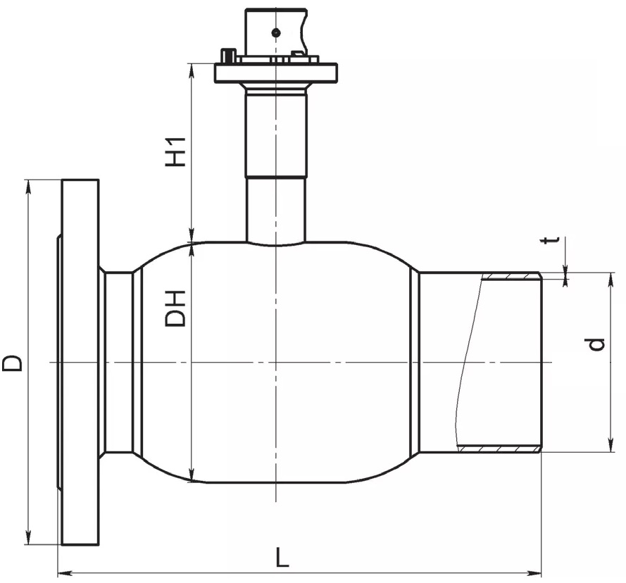 Кран шаровый Broen Ballomax-КШТ61.104A/Б.25 Ду250 Ру25 стандартнопроходный с плавающим шаром, с ISO фланцем, корпус - сталь, уплотнение - EPDM, сварка / фланец, ручка-рычаг/без управления