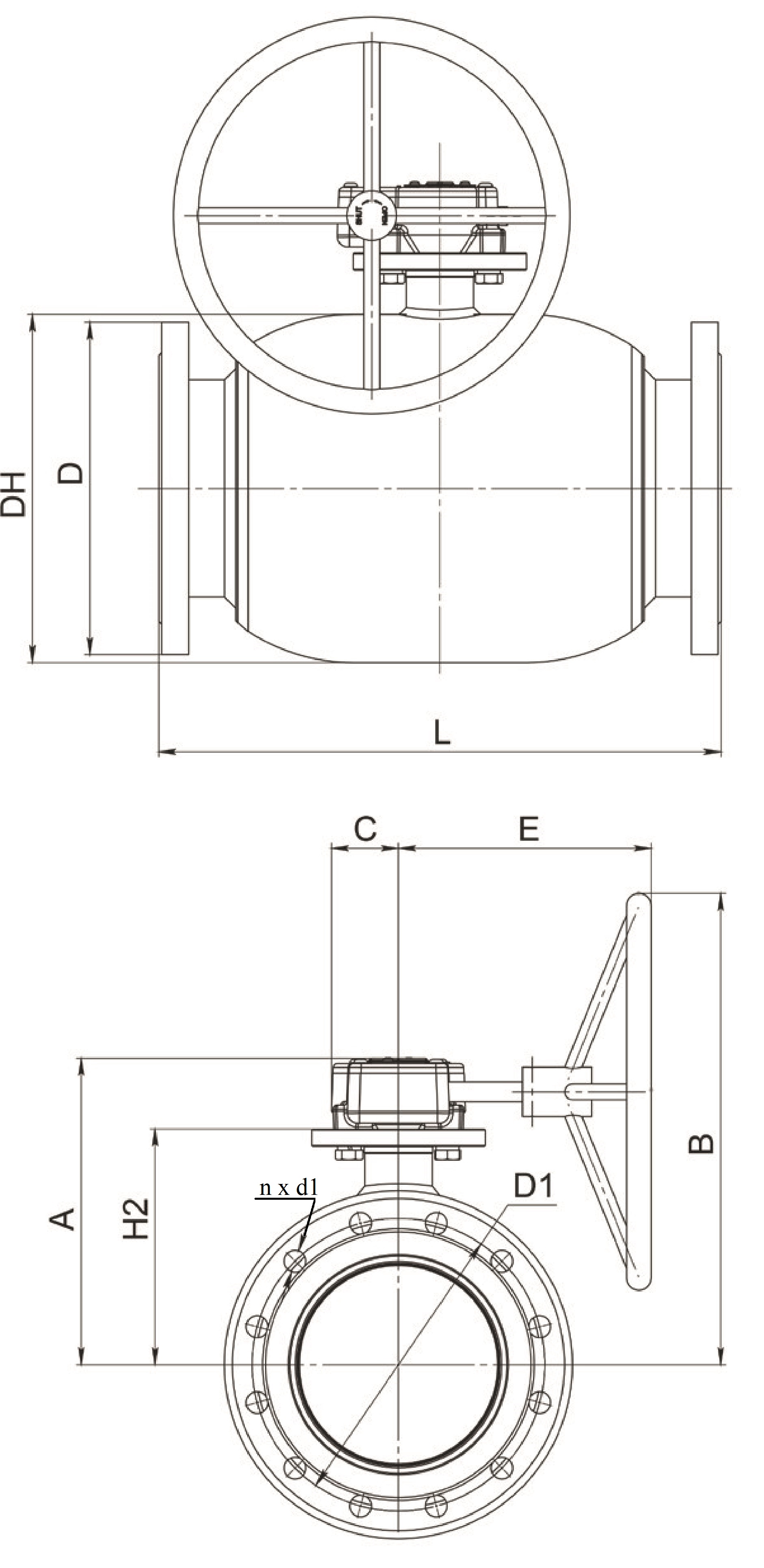 Краны шаровые Broen Ballomax-КШТ61.113.Р.16 Ду200-400 Ру16 полнопроходные с плавающим шаром, с ISO фланцем, корпус - сталь, уплотнение - EPDM, фланцевые, с редуктором
