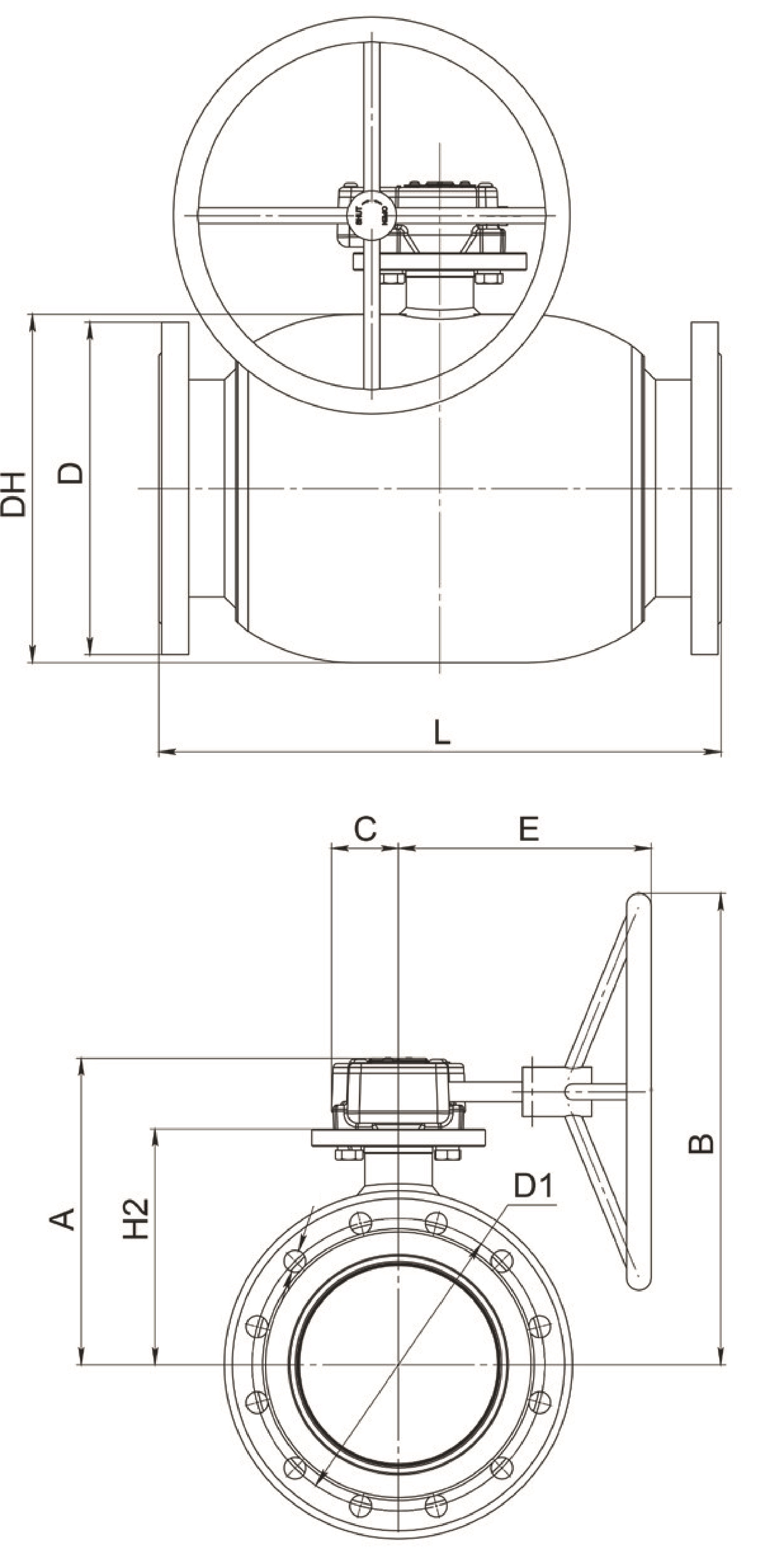 Кран шаровый Broen Ballomax-КШТ61.113.Р.16 Ду150 Ру16 полнопроходный с плавающим шаром, с ISO фланцем, корпус - сталь, уплотнение - EPDM, фланцевый, с редуктором