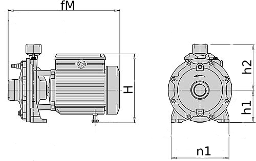 Насосы центробежные Calpeda NMD Ду32x25-50x40 Ру10-16 поверхностные, моноблочные, двухступенчатые, трехфазные, производительность - 3.6-24 м3/ч, напор - 33-114 м, мощность - 0.45-9.2 кВт, присоединение - резьбовое, материал рабочего колеса - латунь