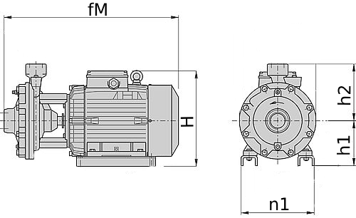 Насос центробежный Calpeda NMD 40/180D Ду50x40 Ру16 поверхностный, моноблочный, двухступенчатый, трехфазный, производительность - 24 м3/ч, напор - 60 м, мощность - 4 кВт, присоединение - резьбовое, материал рабочего колеса - латунь