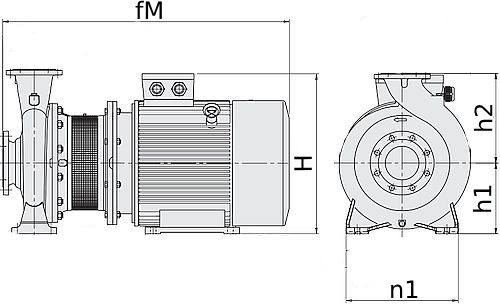 Насос центробежный Calpeda NMS 100/200B Ду125x100 Ру10 поверхностный, моноблочный, одноступенчатый, трехфазный, производительность - 300 м3/ч, напор - 54 м, мощность - 37 кВт, присоединение - фланцевое, материал рабочего колеса - чугун
