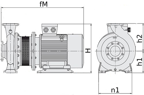 Насос центробежный Calpeda NMS 100/200C Ду125x100 Ру10 поверхностный, моноблочный, одноступенчатый, трехфазный, производительность - 300 м3/ч, напор - 45 м, мощность - 30 кВт, присоединение - фланцевое, материал рабочего колеса - чугун