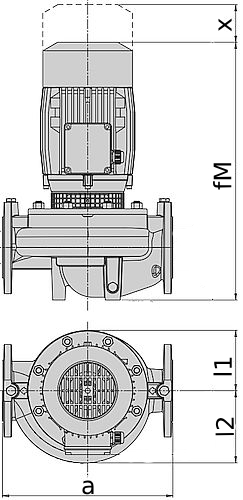 Насосы циркуляционные ИН-Лайн Calpeda NR Ду40x40-65x65 Ру10 поверхностные, трехфазные, с одной головкой, производительность - 13.2-72 м3/ч, напор - 11-67 м, мощность - 0.45-15 кВт, присоединение - фланцевое, материал рабочего колеса - латунь