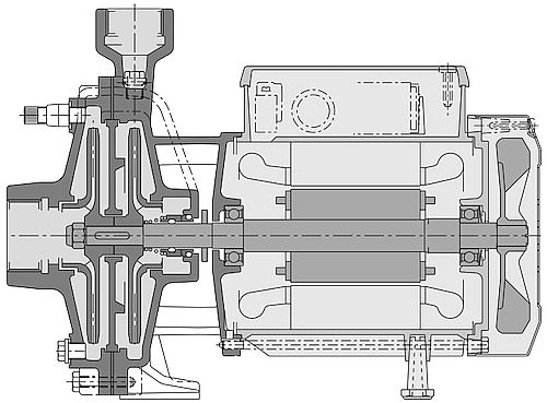 Насос центробежный Calpeda NMD 40/180A Ду50x40 Ру16 поверхностный, моноблочный, двухступенчатый, трехфазный, производительность - 24 м3/ч, напор - 94 м, мощность - 9.2 кВт, присоединение - резьбовое, материал рабочего колеса - латунь