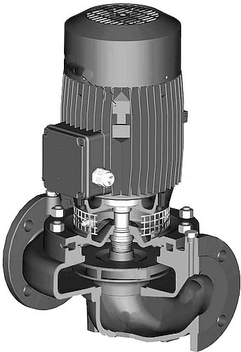 Насос циркуляционный ИН-Лайн Calpeda NR 50/125F Ду50x50 Ру10 поверхностный, трехфазный, с одной головкой, производительность - 33 м3/ч, напор - 13.8 м, мощность - 1.1 кВт, присоединение - фланцевое, материал рабочего колеса - чугун