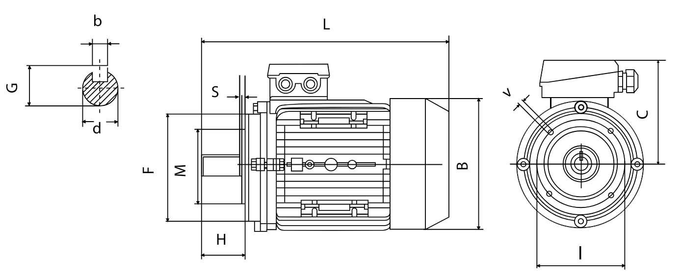 Электродвигатель общепромышленный Chiaravalli CHT 90M 4 полюса асинхронный, мощность 2.2 кВт, напряжение 230/400 В, частота вращения 1500 об/мин, класс энергоэффективности IE1, монтажное исполнение IMB14