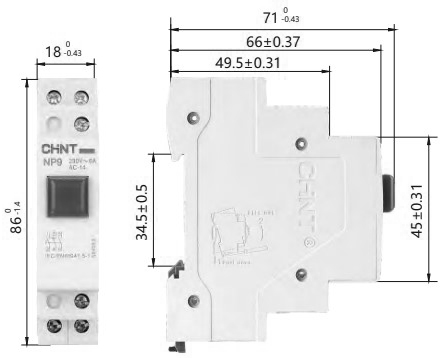 Кнопка CHINT NP9-12D3/2 модульная, контакты 1НО+2НЗ, LED лампа 230В, IP20, цвет – красный