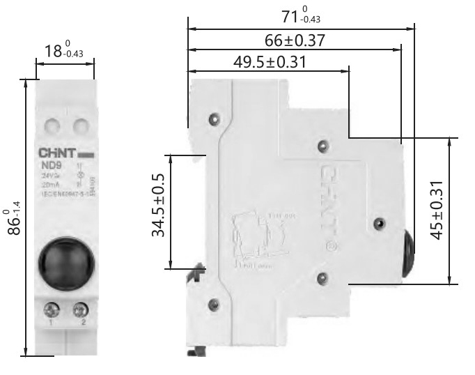 Лампа сигнальная CHINT ND9-1/r 230В, IP20, цвет –  красный