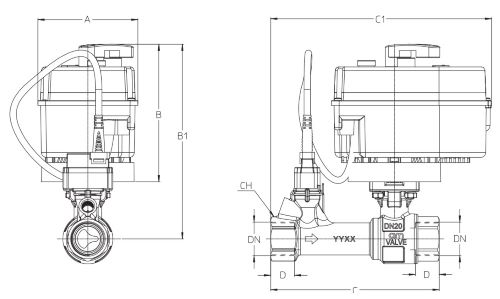Клапан балансировочный Cimberio 771 1 1/4″ Ду 32 Ру16 автоматический, электронный, перепад давления  0-1000мбар, внутренняя резьба, корпус - латунь CR 