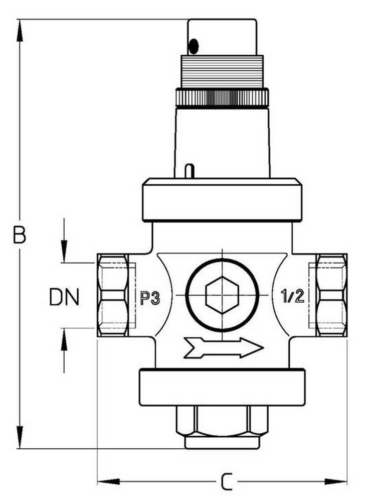 Редуктор давления Cimberio Cim 1430CR 1 1/4″ Ду32 Ру25 корпус - латунь CW602N-M, уплотнение - NBR, присоединение - внутренняя резьба