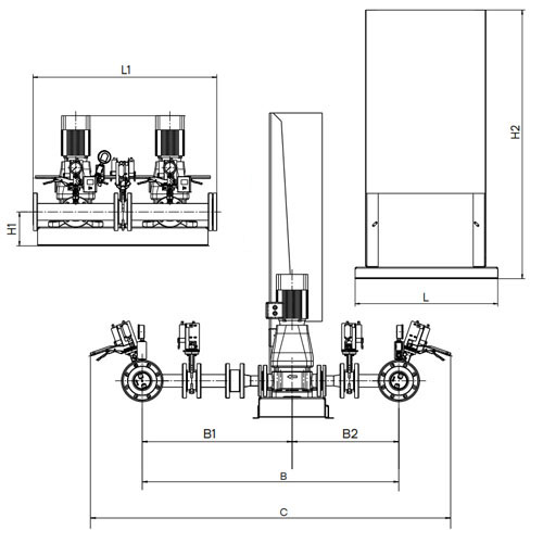 Насосная станция CNP PFFS2 CDM20-6DS16S поверхностная, корпус - чугун, мощность одного насоса - 7.5кВт, 380В