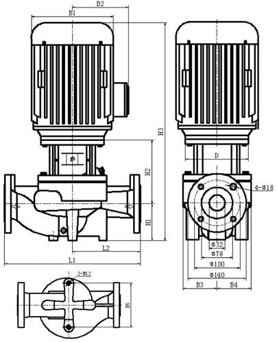 Насосы циркуляционные CNP 2SWSTJ TD32-10(I) Ду32 Ру16 одноступенчатые, вертикальные, производительность - 6 м³/ч, напор - 10 м, мощность - 0.37 кВт, 3x220/380 В, материал корпуса - чугун, материал рабочего колеса - нержавеющая сталь