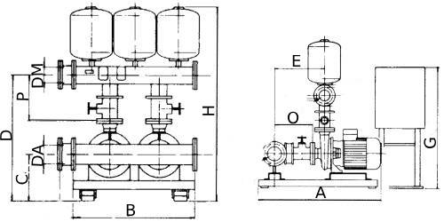 Насосная станция DAB 2 K 55/200 T IE3-KV 6/7 T поверхностная, корпус - чугун, мощность - 8кВт, 380В