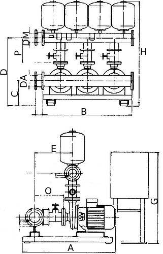 Насосная станция DAB 3 K 55/200 T IE3-KV 6/7 T+PS поверхностная, корпус - чугун, мощность - 12кВт, 380В