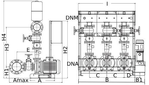 Насосная станция DAB 3 NKP-G 50-160/153-KVCX 65-50 поверхностная, корпус - чугун, мощность - 22.5кВт, производительность - 4000л/мин, 380В