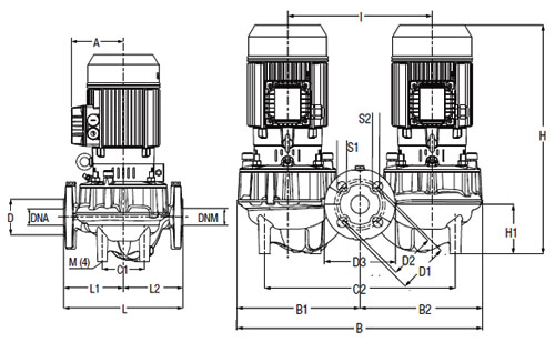 Насос циркуляционный DAB DCP2 32-2100 T поверхностный, корпус - чугун, мощность - 0.75кВт, напор - 23м, производительность - 250л/мин, 380В