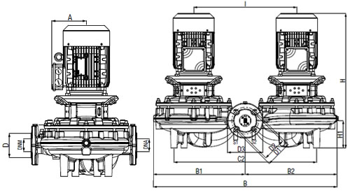 Насос циркуляционный DAB DCP2-G 50-11100 T поверхностный, корпус - чугун, мощность - 30кВт, напор - 109.5м, производительность - 1750л/мин, 660В
