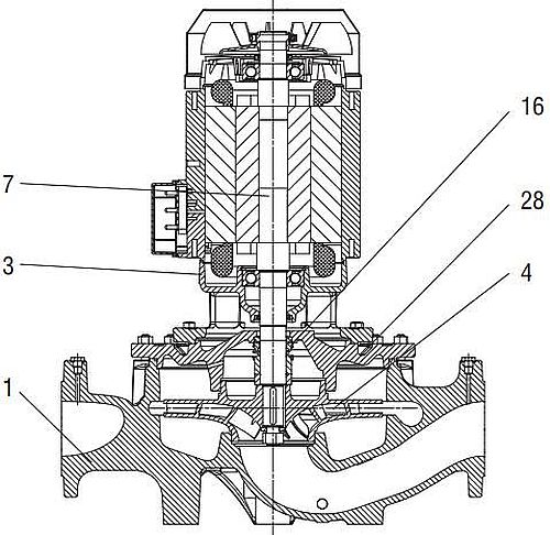 Насос циркуляционный DAB CP-GE 80-2400/A/BAQE/5.5 T MCE55/CIE3 поверхностный, корпус - чугун, мощность - 6.69кВт, напор - 24м, производительность - 1700л/мин, 380В