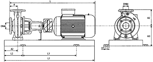 Насос центробежный, консольный DAB KDN 50-250/XXX/A/BAQE/1/15/2 IE3 поверхностный, корпус - чугун, мощность - 15кВт, напор - 92м, 380В, без частотного регулирования