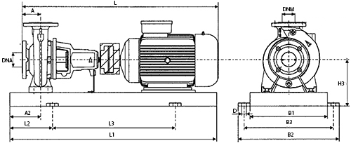 Насос центробежный, консольный DAB KDN 80-200/XXX/B/BAQE/1/30/2 IE3 поверхностный, корпус - чугун, мощность - 30кВт, напор - 63.5м, 380В, без частотного регулирования