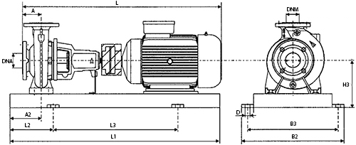 Насос центробежный, консольный DAB KDN 80-200/XXX/B/BAQE/1/45/2 IE3 поверхностный, корпус - чугун, мощность - 45кВт, напор - 63.5м, 380В, без частотного регулирования