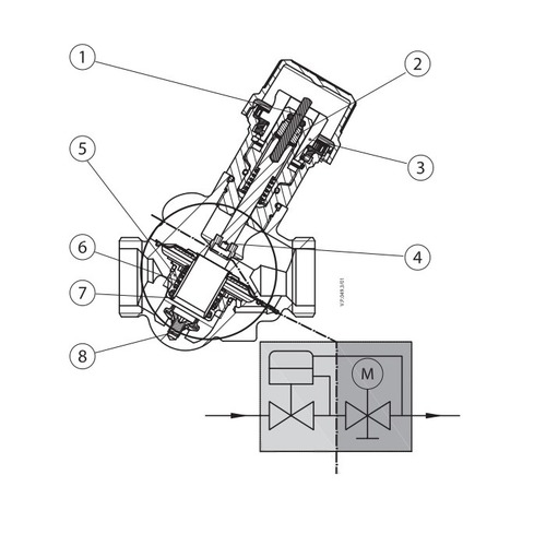 Клапан балансировочный Danfoss AQT 1 1/2″ Ду32 Ру16 автоматический, муфтовый, корпус - латунь