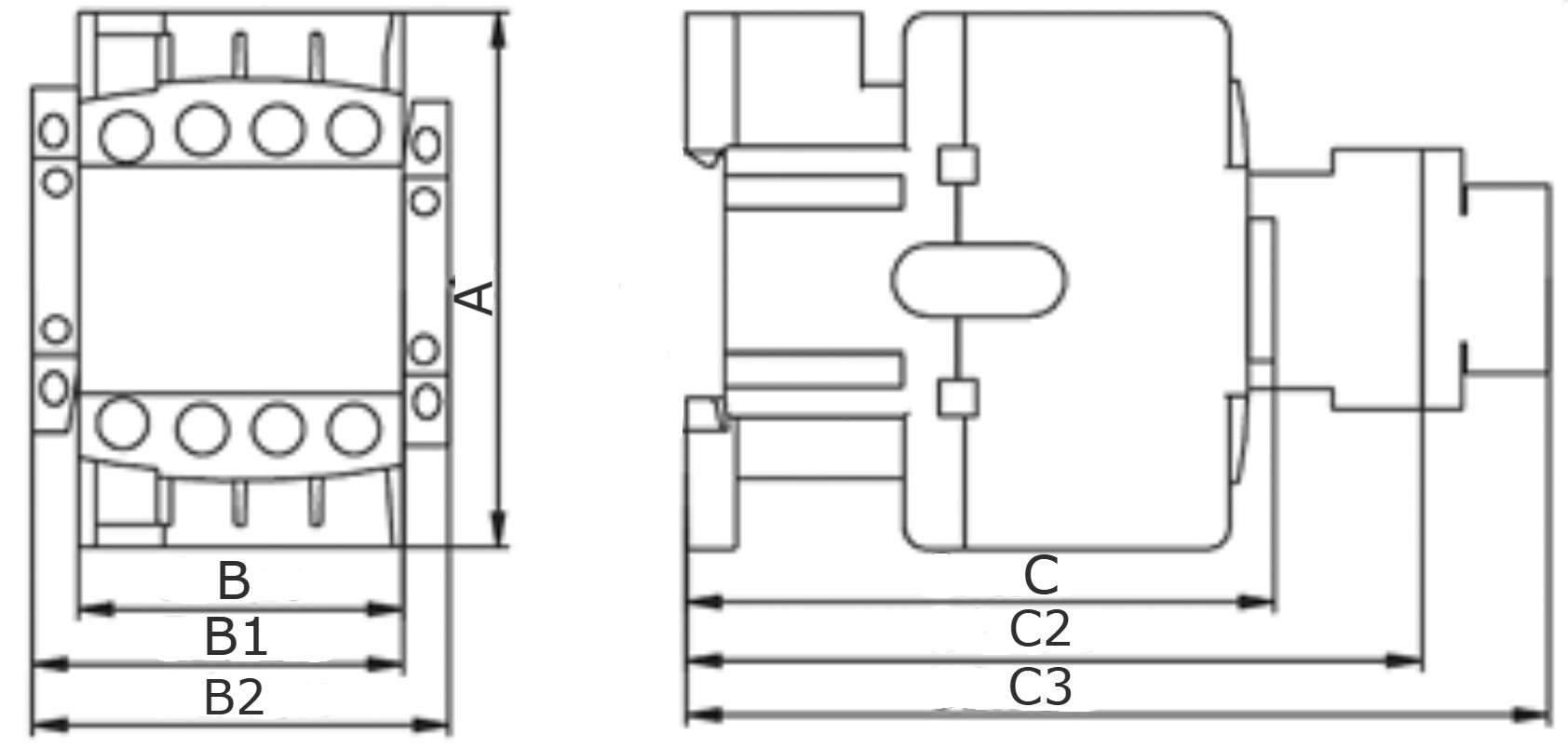 Контакторы трехполюсные DEKraft КМ-103 рабочий ток 9-95А, катушка управления 220В, встроенный контакт 1НО+1НЗ