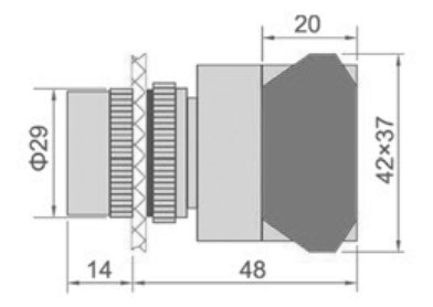 Выключатель кнопочный DEKraft ВК-22-ABLF толкатель цилиндрический, контакты 1НЗ+1НО, 10А, 220В, IP54, цвет – красный