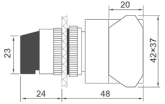 Переключатель DEKraft ПЕ-22-AC-3 3-позиционный ″I-O-II″, с фиксацией, контакты 2НО, 10А, 220В, IP54, стандартная ручка, цвет – черный