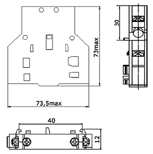 Приставка контактная DEKraft ПК03-01-11, дополнительные контакты 1НО+1НЗ, номинальный ток - 10 А, способ монтажа - сбоку, номинальное напряжение - 690 В, IP20