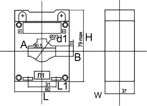 Эскиз Трансформатор тока Dekraft ТШП-0.66-30 300/5A 5ВА класс 0.5 шинный