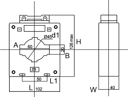Эскиз Трансформаторы тока Dekraft ТШП-0.66-60 600/5A 10ВА класс 0.5 шинные