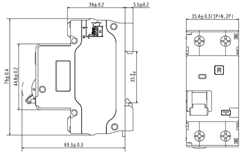 Автоматические выключатели дифференциального тока двухполюсные DEKraft ДИФ-103 4.5кА 1P+N (C) ток утечки 300мА, сила тока 50-63А, отключающая способность 4.5кА