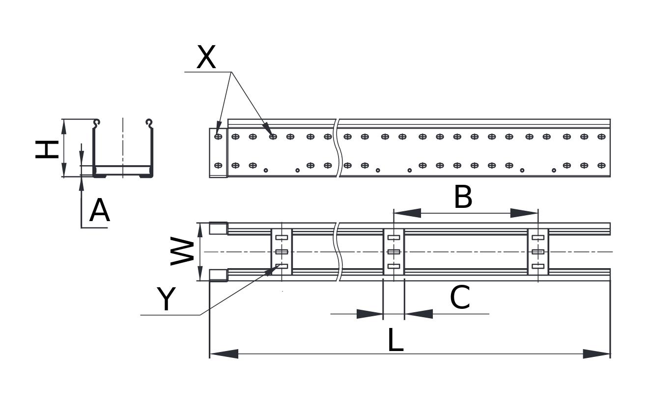 Лотки лестничные DKC LL50 50х100 L3000 толщина 1,2 мм, корпус сталь, покрытие - горячее цинкование