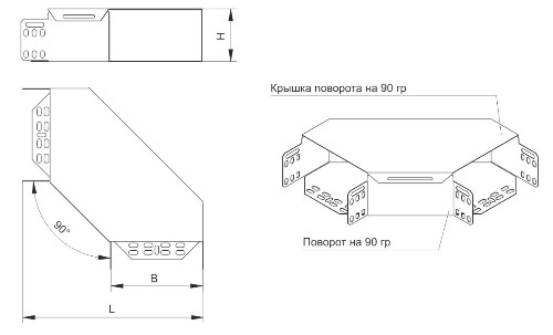 Угол горизонтальный IEK ESCA 90° 100х100 с крышкой, корпус сталь оцинкованная