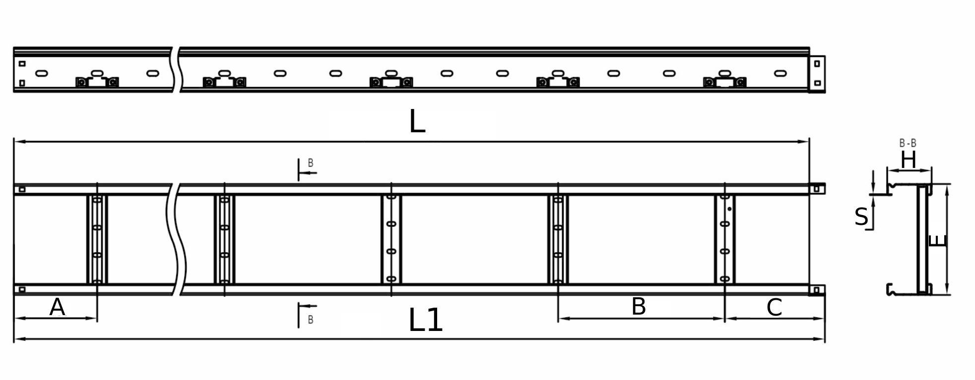 Лотки лестничные IEK LESTA 200х55 L3000 толщина 1,2 мм, корпус сталь, покрытие - горячее цинкование