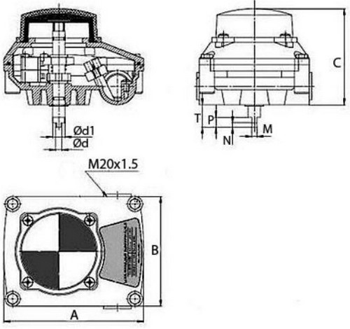 Краны шаровые DN.ru BV3232P(2pc)-FP-3WL-F-ISO-H Ду20-80 Ру16 HYMT, трехходовые L-тип, полнопроходные, фланцевые, корпус - нерж.сталь SS316, с пн.приводом PA-DA, пн.распредел 4M310-08 24В NAMUR, ручн.дублером MON, БКВ APL-210N и БПВ AFC2000