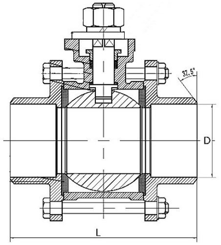 Краны шаровые DN.ru BV3232P(3pc)-FP-W-ISO-H QT-EX-1-24VAC Ду10-100 Ру63/25 SS316 полнопроходные под приварку, корпус - нержавеющая сталь с 1/4-оборотным электроприводом DN.RU QT-N-EM-O1-24VDC-У1
